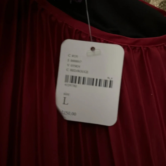 Free People Chelsea Pleated Gown one shoulder red shiny flowy dress size large - Picture 4 of 11